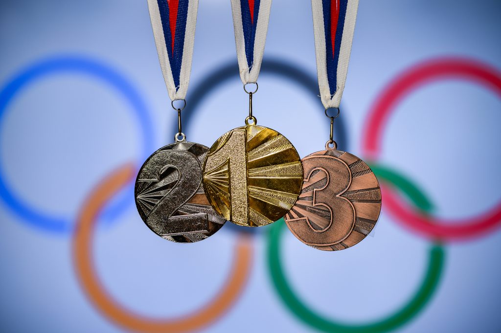 Tokyo, Japan, June. 20. 2019: Silhouette Of Medal Trophy, Olympi
